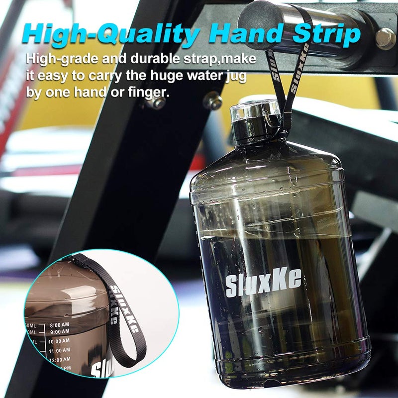 SLUXKE 1 Gallon Water Bottle Portable Water Jug Fitness Sports Daily Water Bottle with Motivational Time Marker,Leak-Proof, Wide Mouth, BPA Free Water Bottles for Sports Gym Fitness Work - Image 4
